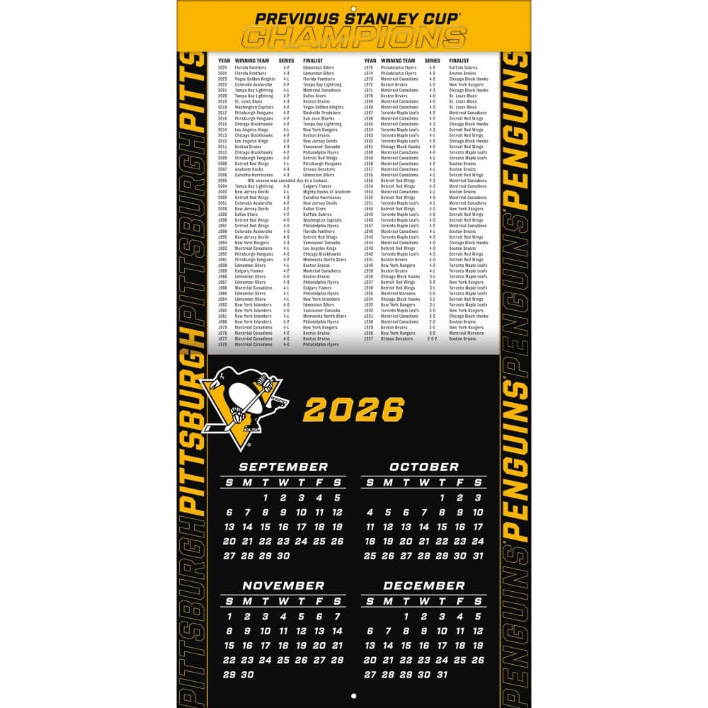 NHL Pittsburgh Penguins 2027 Wall Calendar Second Alternate Image