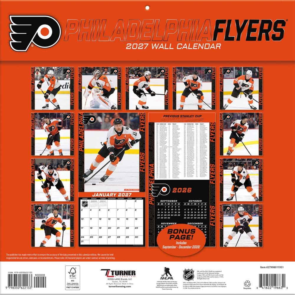 NHL Philadelphia Flyers 2027 Wall Calendar First Alternate Image