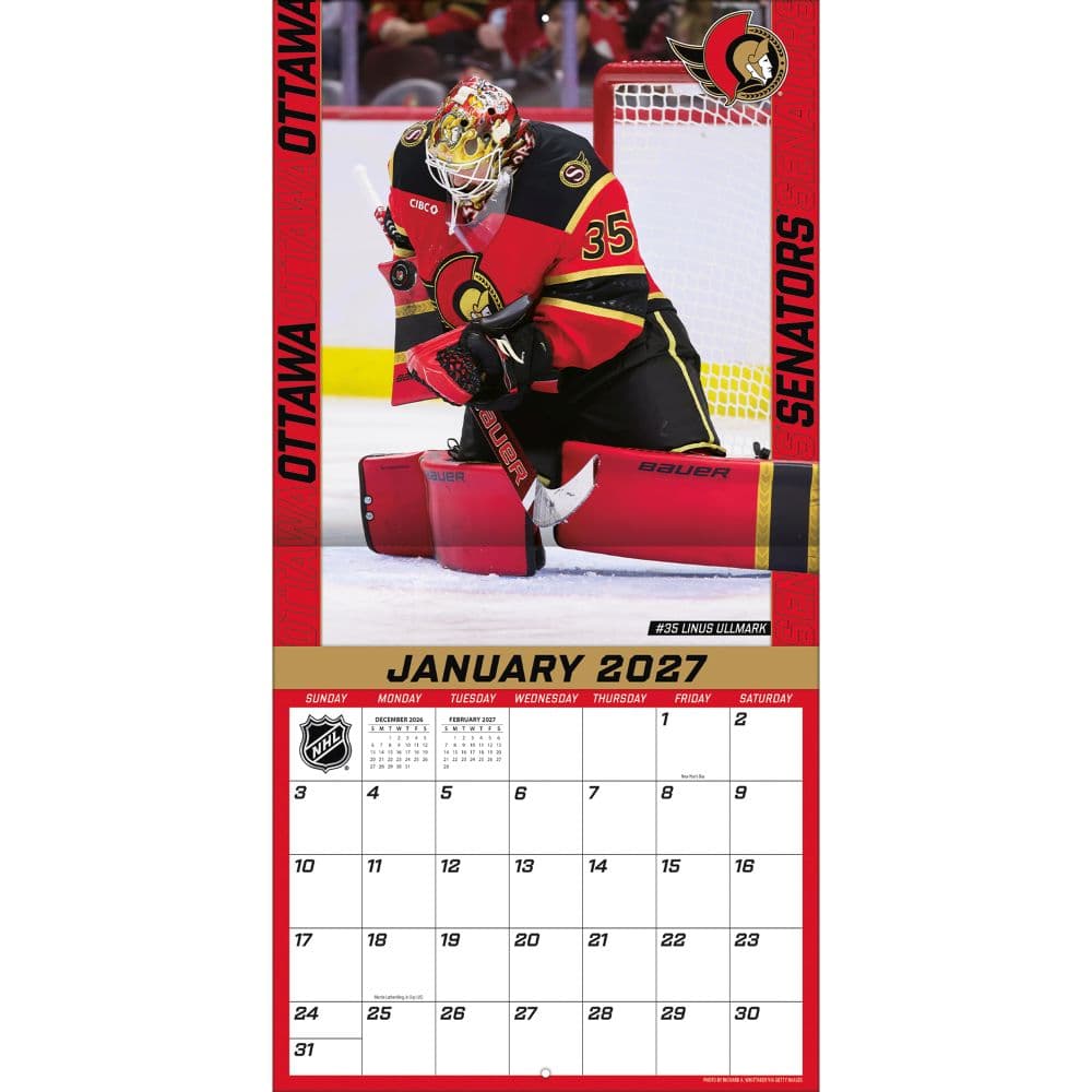 NHL Ottawa Senators 2027 Wall Calendar Third Alternate Image