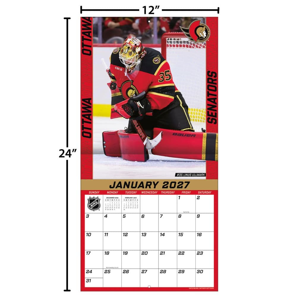 NHL Ottawa Senators 2027 Wall Calendar Fourth Alternate Image
