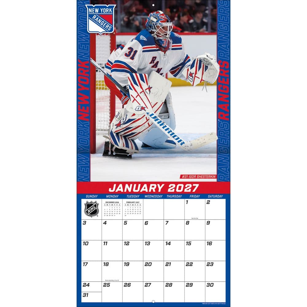 NHL New York Rangers 2027 Wall Calendar Third Alternate Image