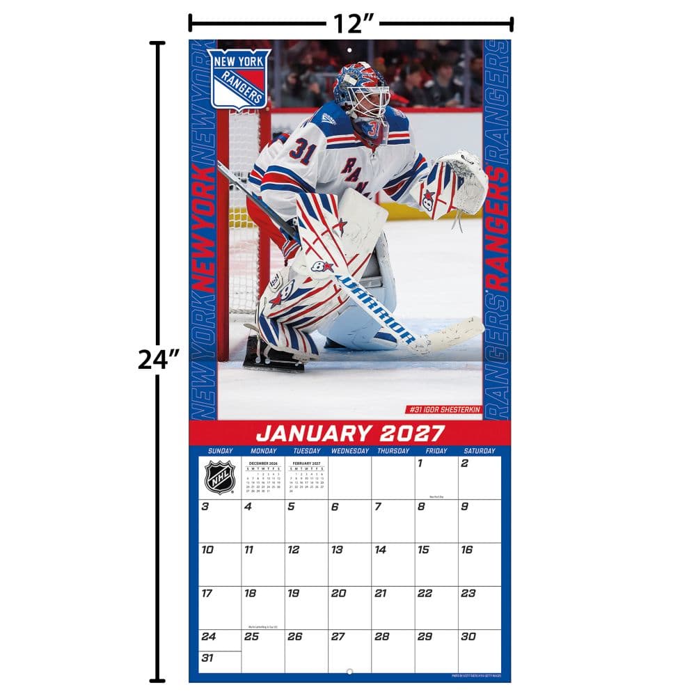 NHL New York Rangers 2027 Wall Calendar Fourth Alternate Image