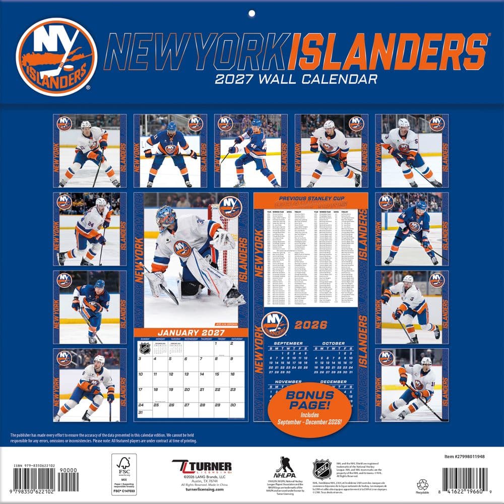 NHL New York Islanders 2027 Wall Calendar First Alternate Image