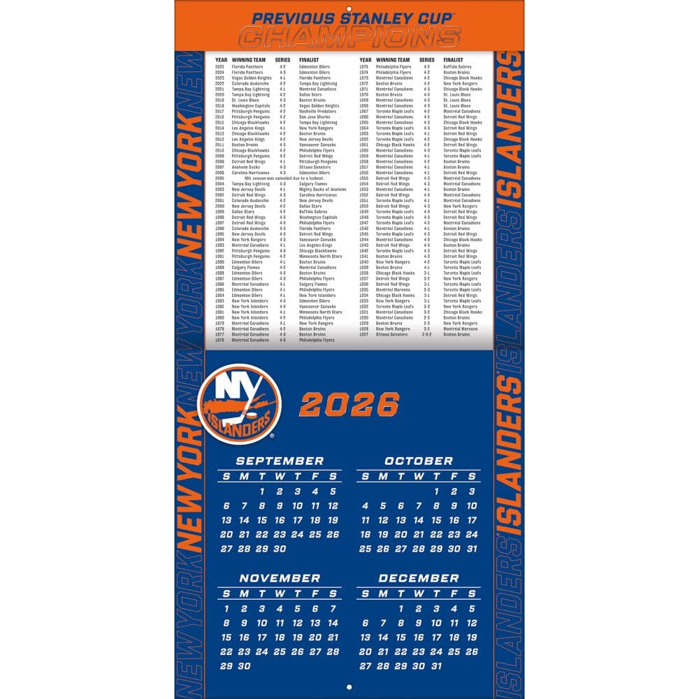 NHL New York Islanders 2027 Wall Calendar Second Alternate Image