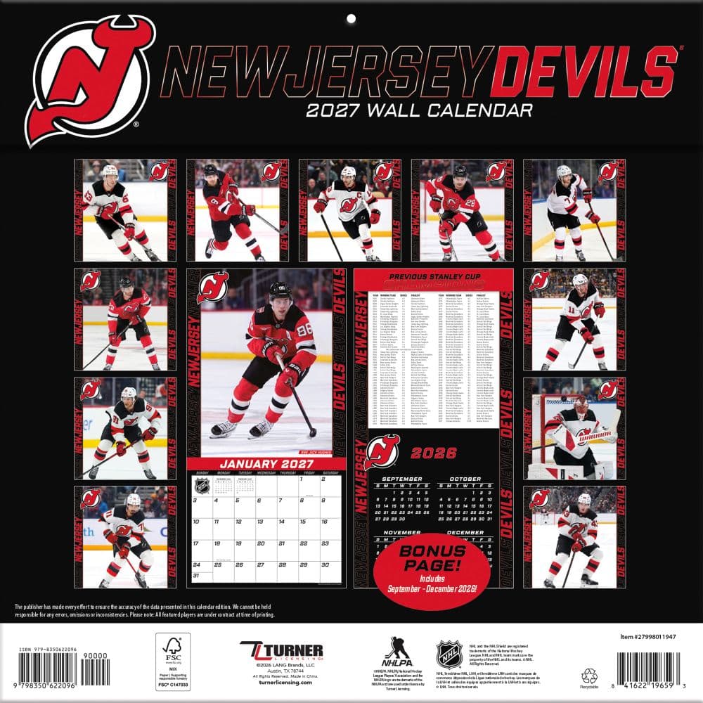 NHL New Jersey Devils 2027 Wall Calendar First Alternate Image
