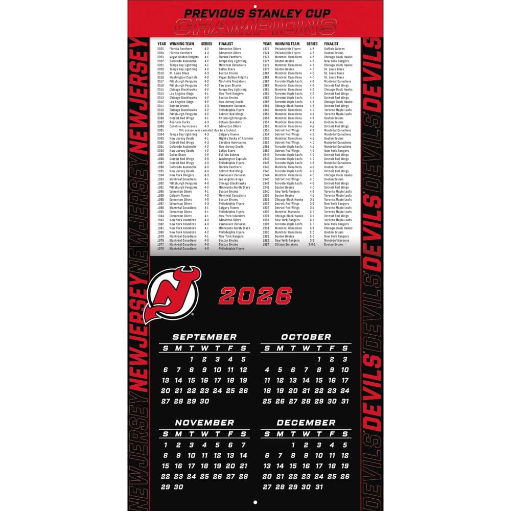 NHL New Jersey Devils 2027 Wall Calendar Second Alternate Image