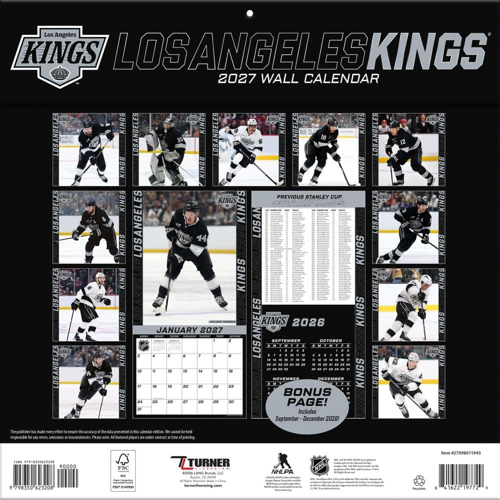 NHL Los Angeles Kings 2027 Wall Calendar First Alternate Image