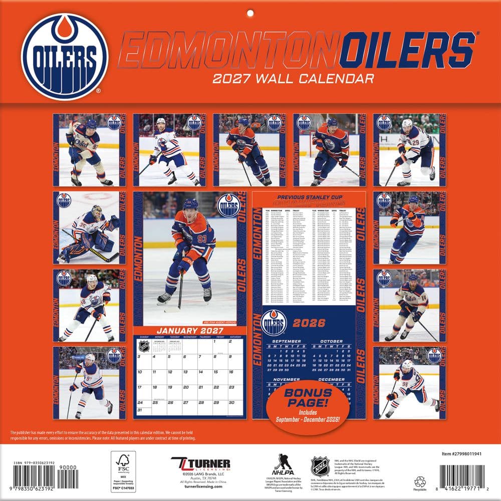 NHL Edmonton Oilers 2027 Wall Calendar First Alternate Image