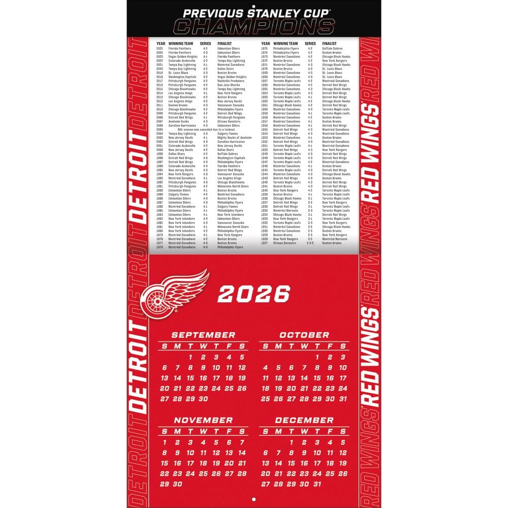NHL Detroit Red Wings 2027 Wall Calendar Second Alternate Image