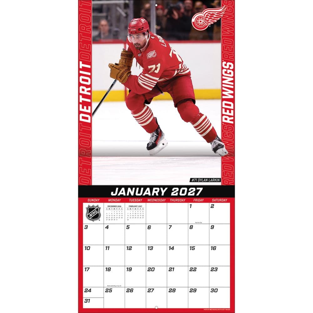 NHL Detroit Red Wings 2027 Wall Calendar Third Alternate Image