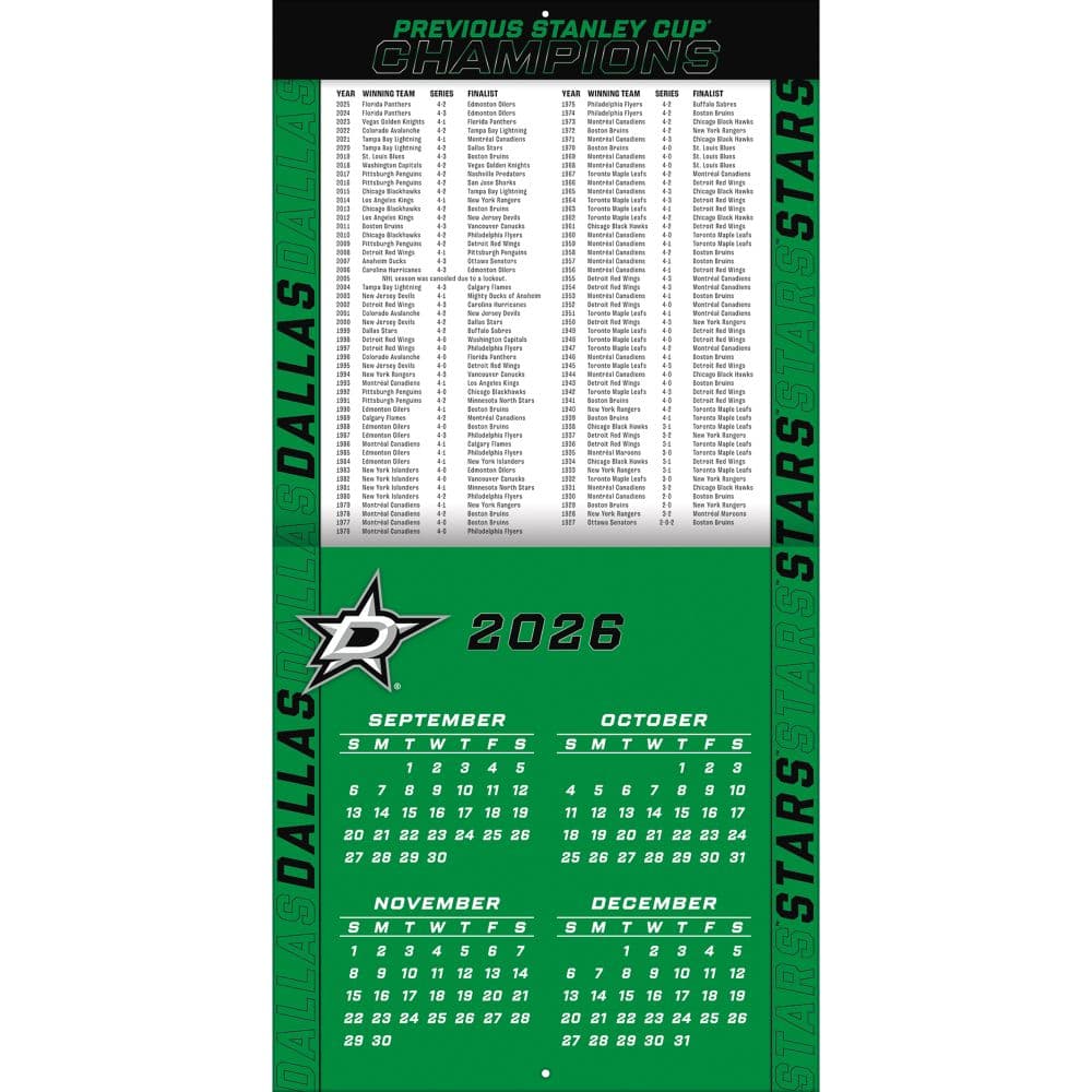 NHL Dallas Stars 2027 Wall Calendar Second Alternate Image