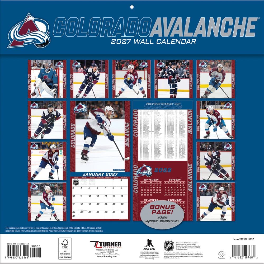 NHL Colorado Avalanche 2027 Wall Calendar First Alternate Image