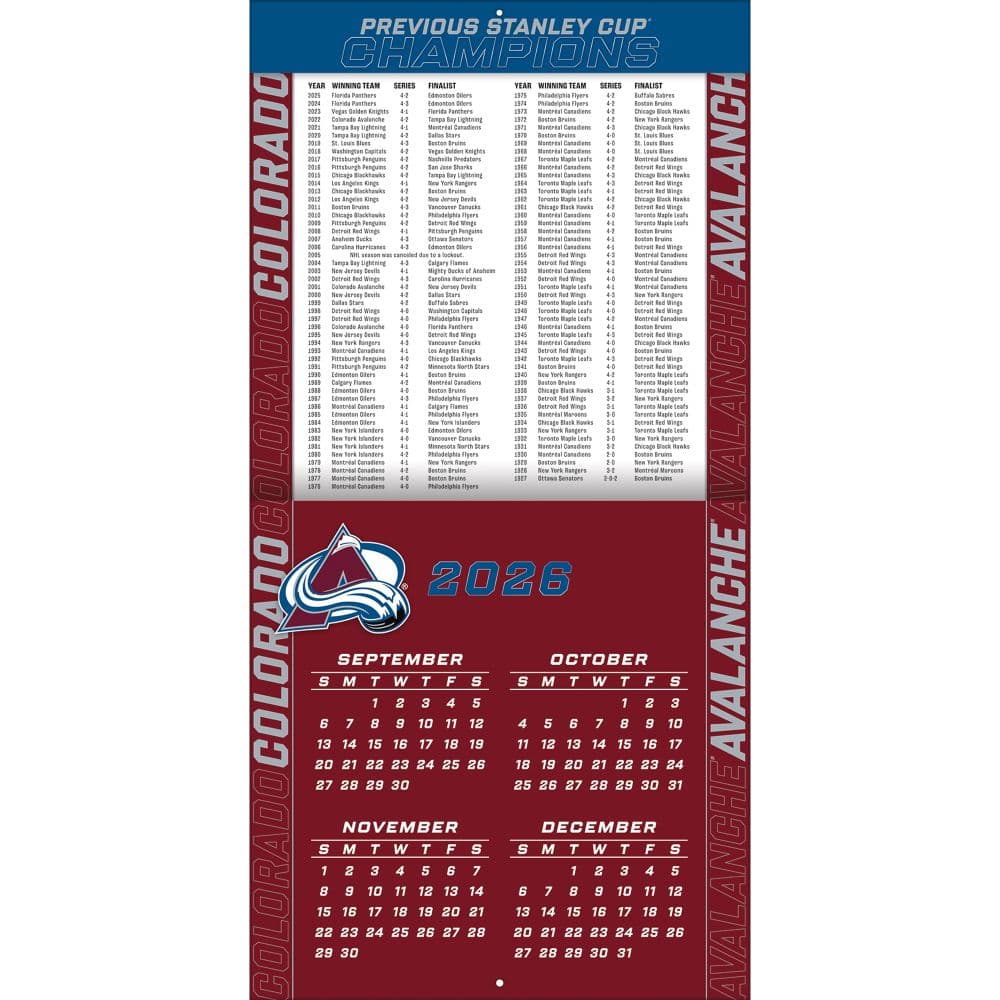 NHL Colorado Avalanche 2027 Wall Calendar Second Alternate Image