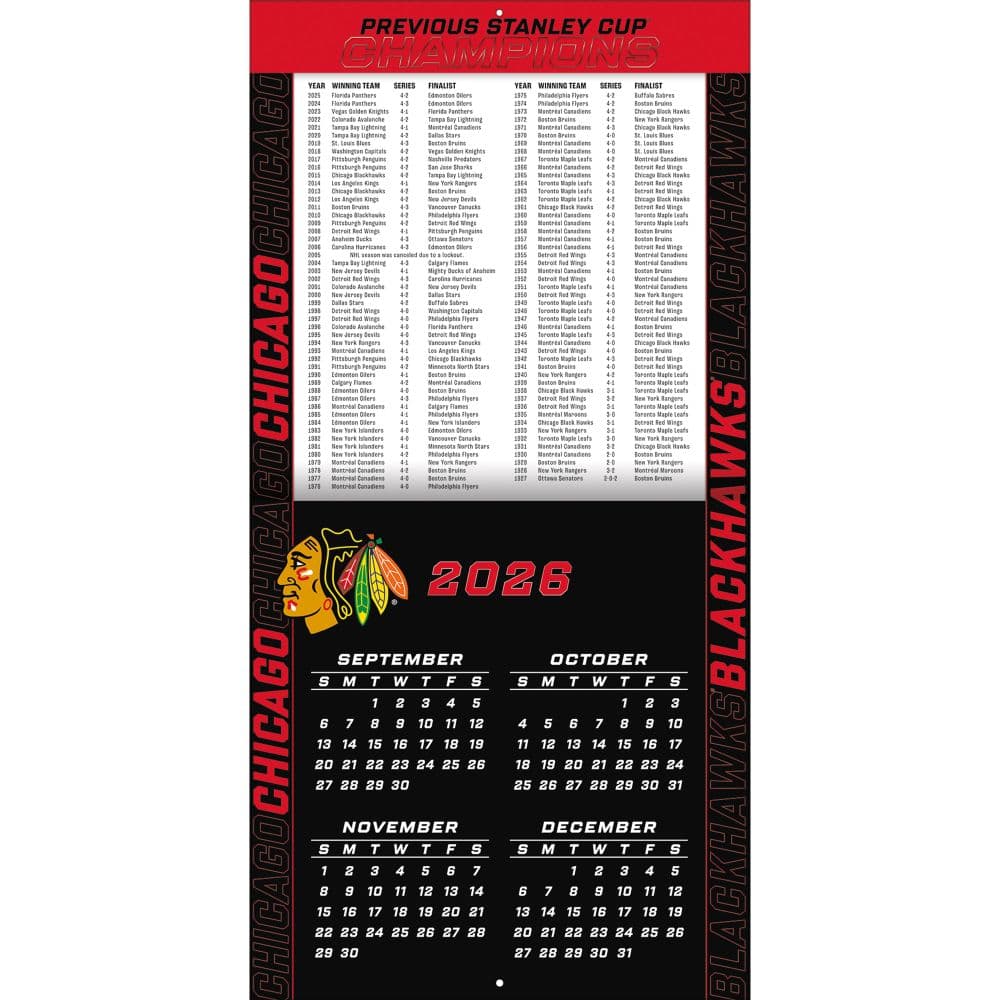 NHL Chicago Blackhawks 2027 Wall Calendar Second Alternate Image