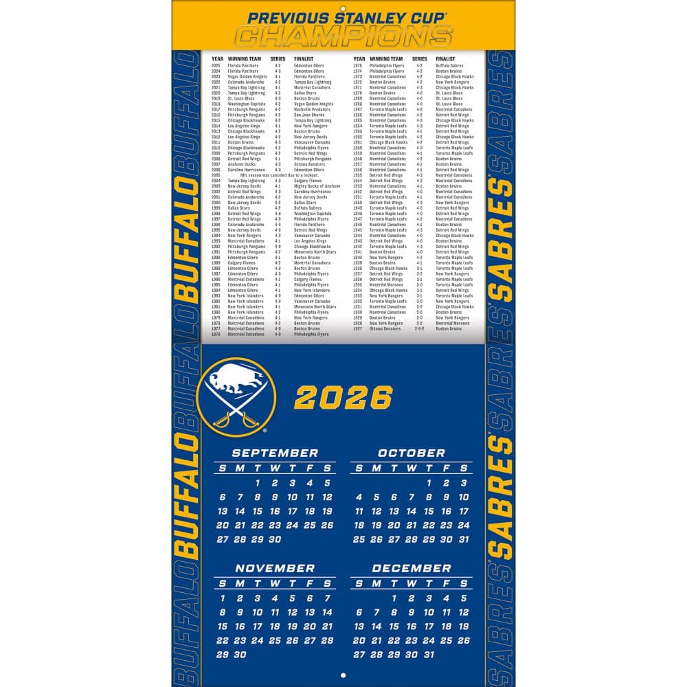 NHL Buffalo Sabres 2027 Wall Calendar Second Alternate Image