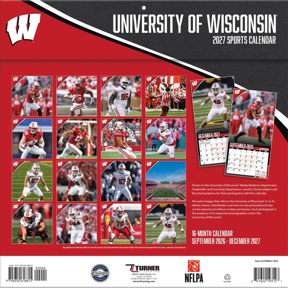 Wisconsin Badgers 2027 Wall Calendar First Alternate Image