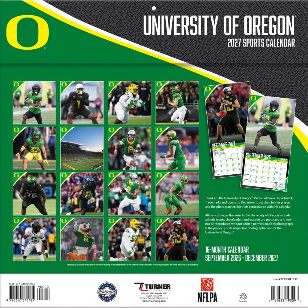 Oregon Ducks 2027 Wall Calendar First Alternate Image