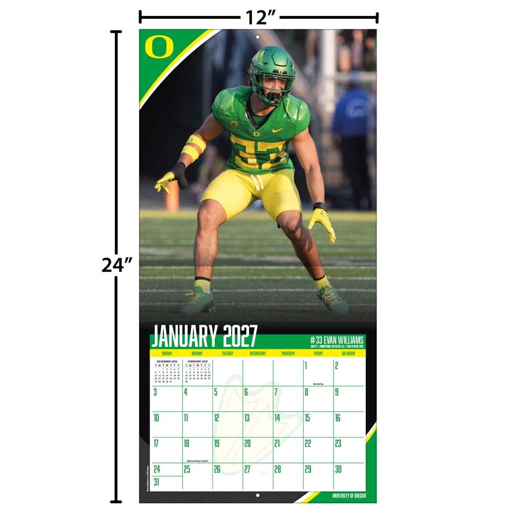 Oregon Ducks 2027 Wall Calendar Fourth Alternate Image