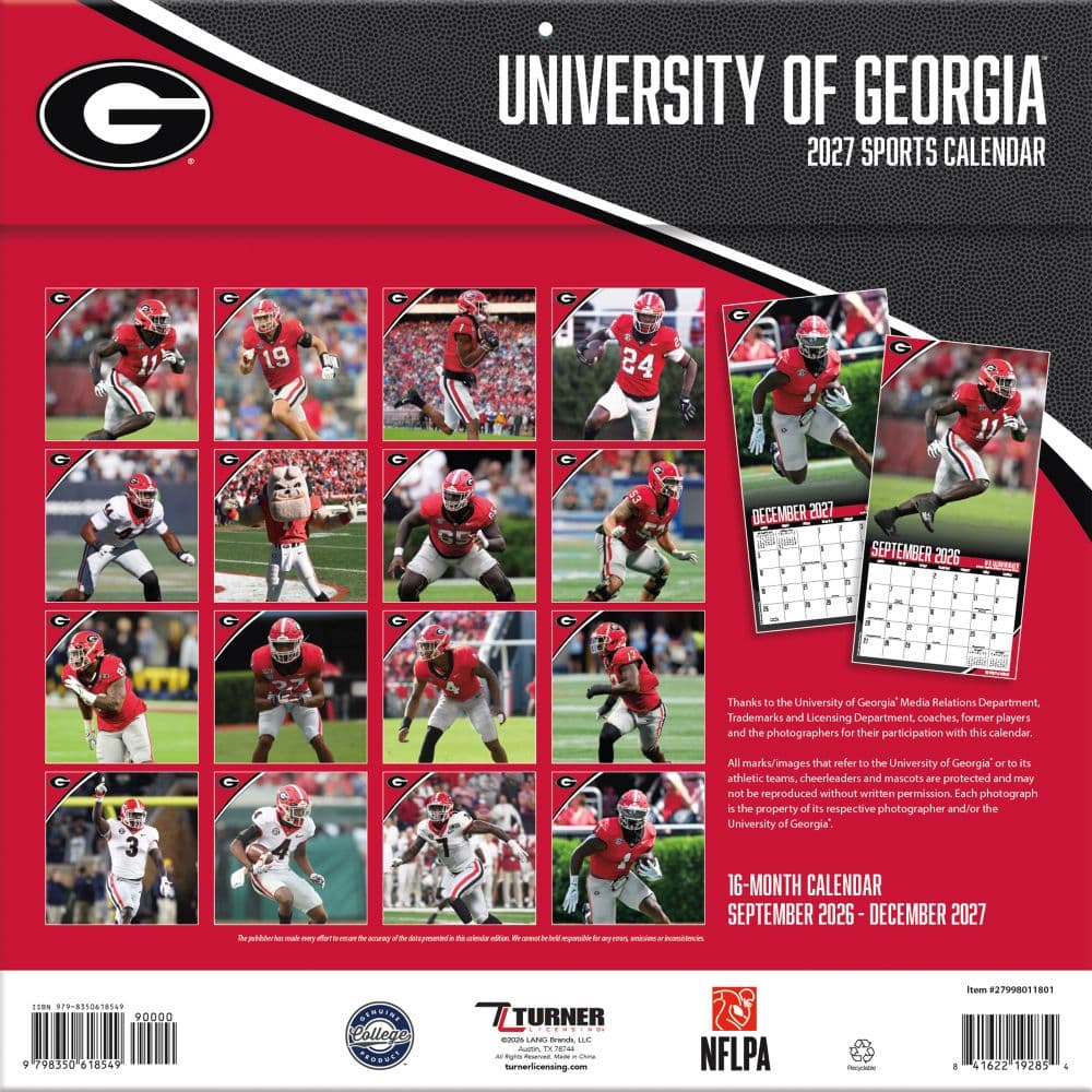 Georgia Bulldogs 2027 Wall Calendar First Alternate Image