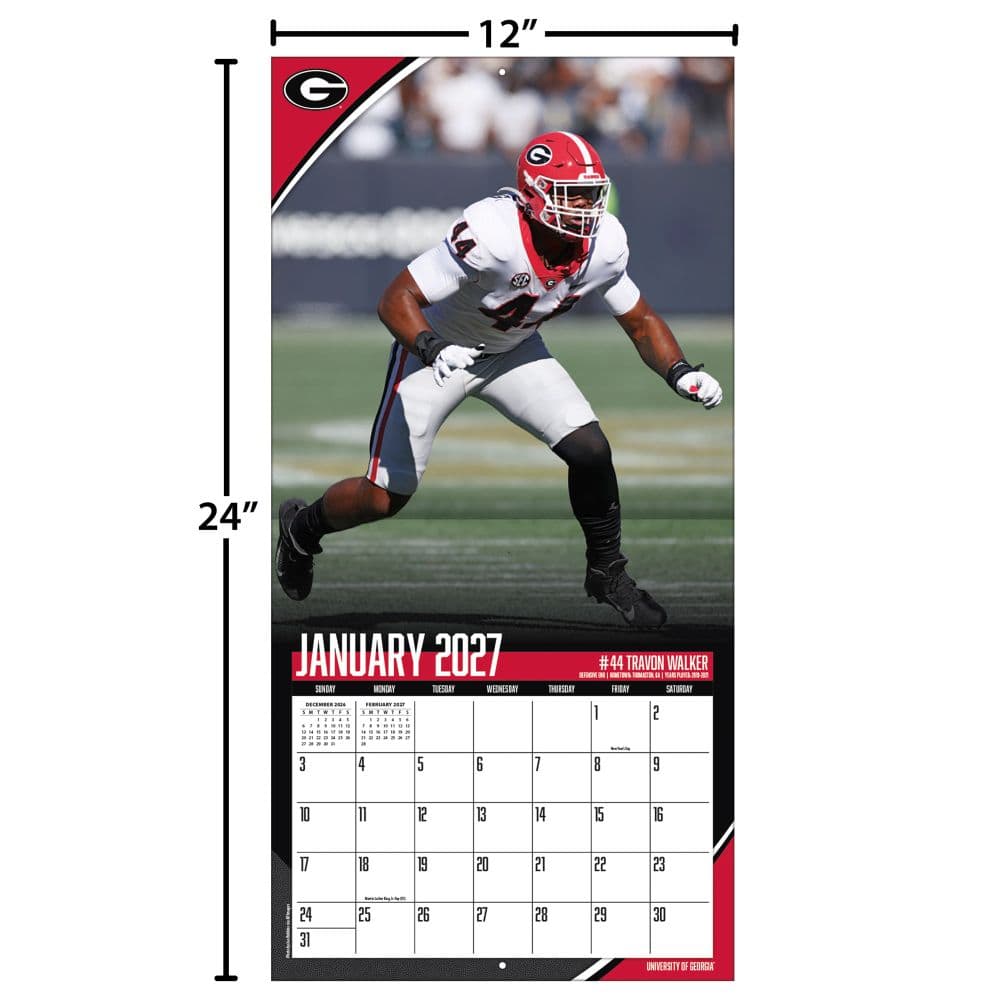 Georgia Bulldogs 2027 Wall Calendar Fourth Alternate Image