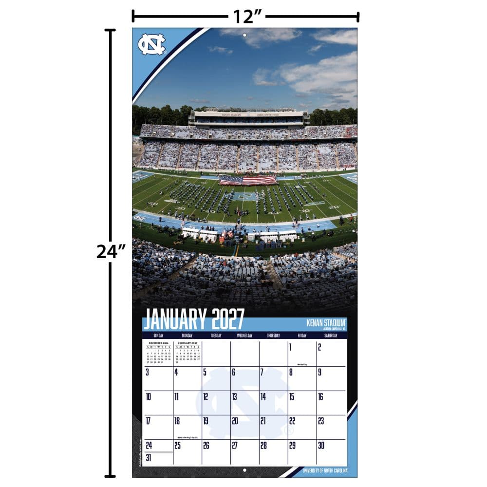University of North Carolina Tar Heels 2027 Wall Calendar Fourth Alternate Image