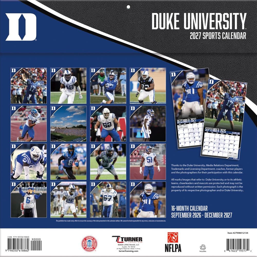 Duke Blue Devils 2027 Wall Calendar First Alternate Image