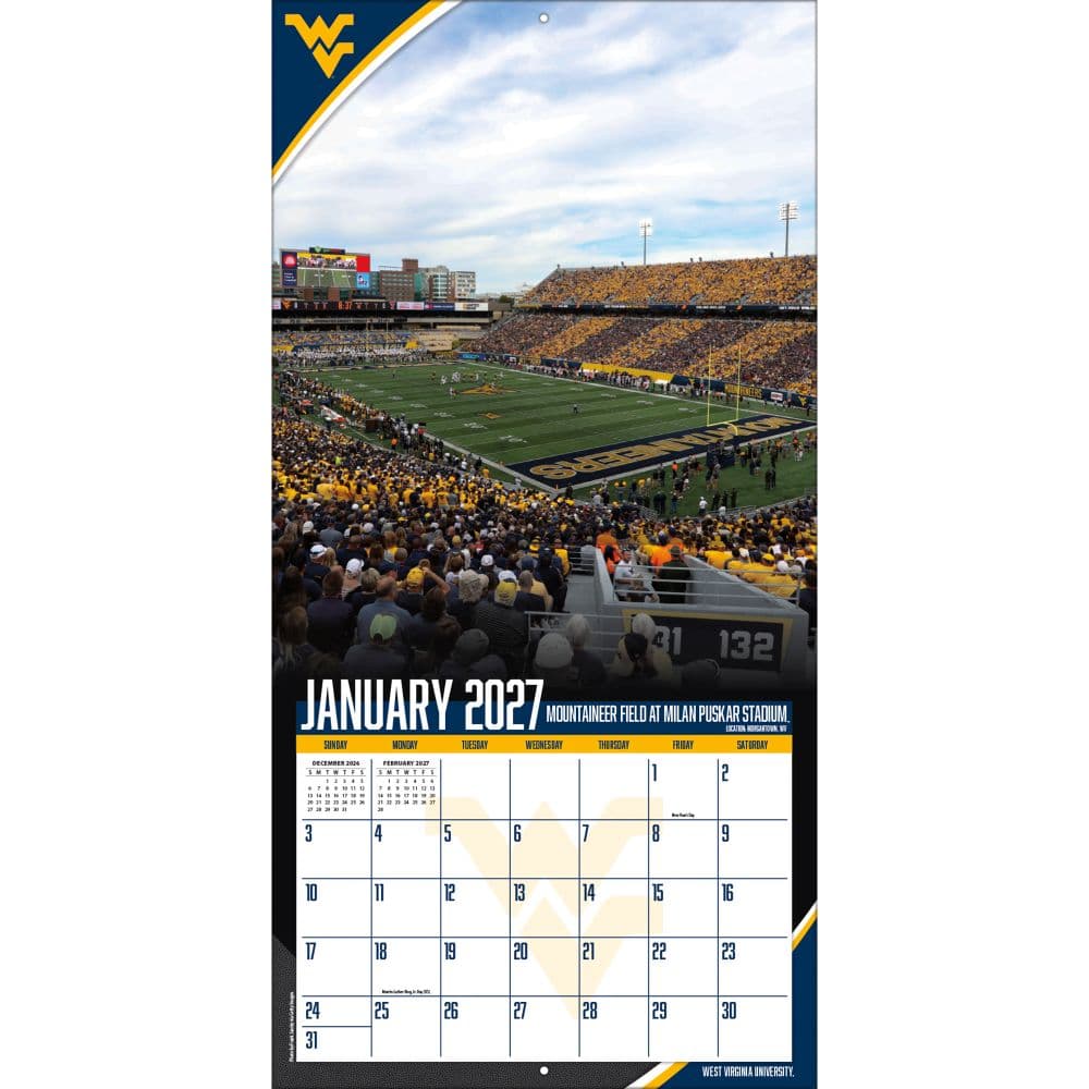 West Virginia Mountaineers 2027 Wall Calendar Third Alternate Image