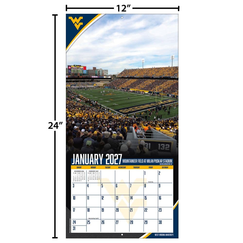 West Virginia Mountaineers 2027 Wall Calendar Fourth Alternate Image