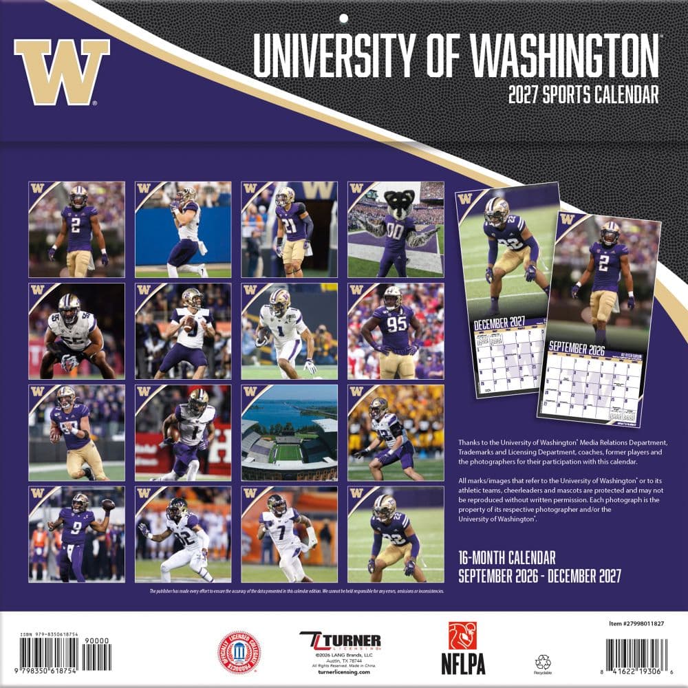 Washington Huskies 2027 Wall Calendar First Alternate Image
