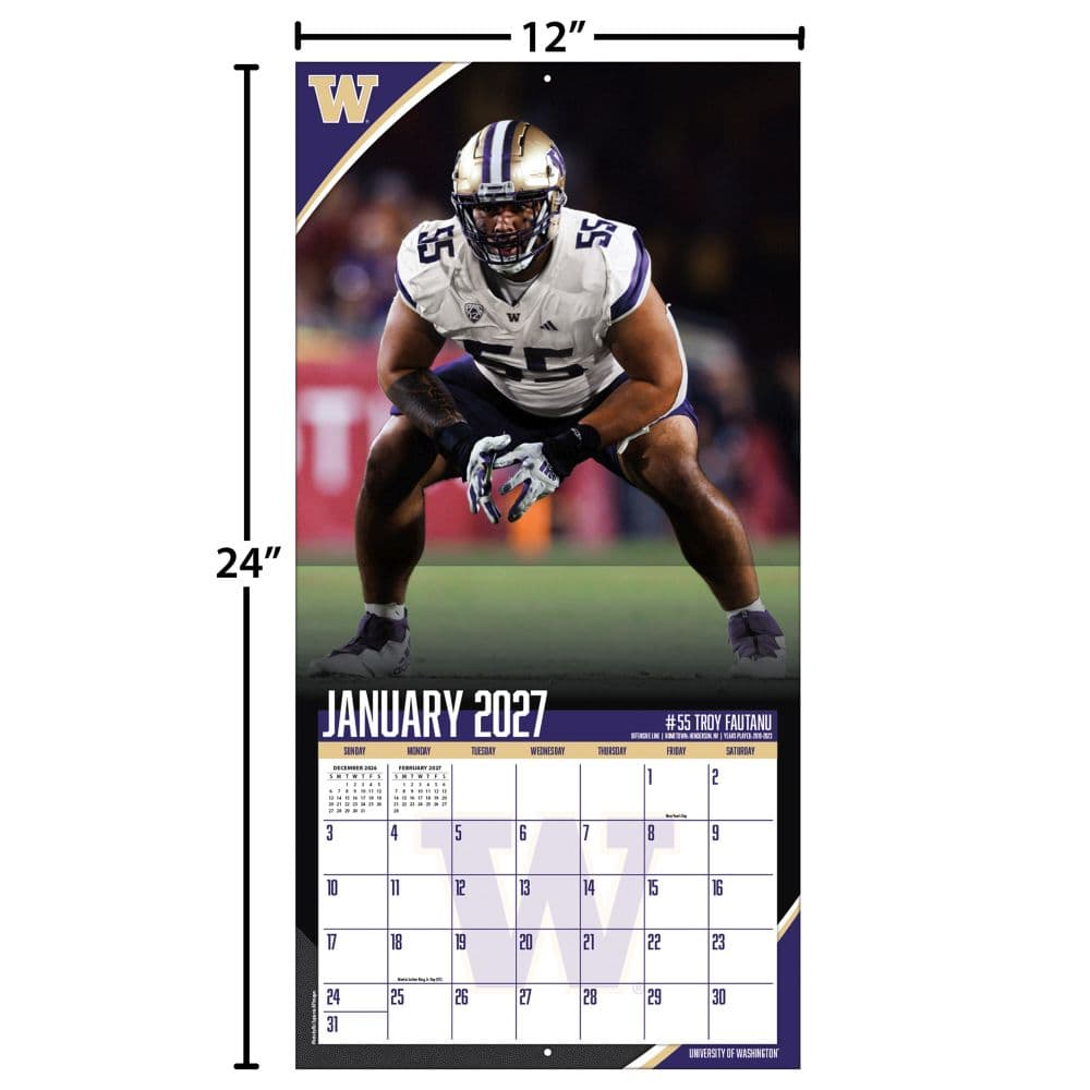 Washington Huskies 2027 Wall Calendar Fourth Alternate Image