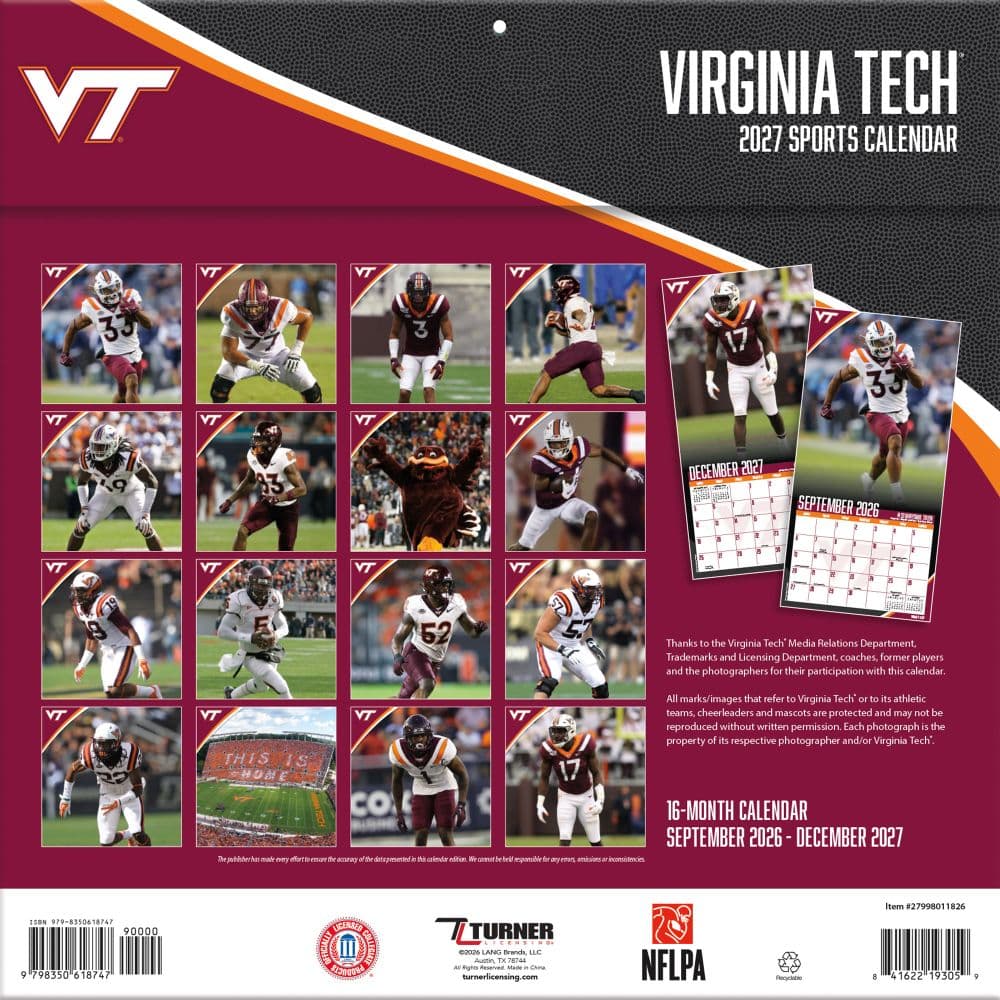 Virginia Tech Hokies 2027 Wall Calendar First Alternate Image