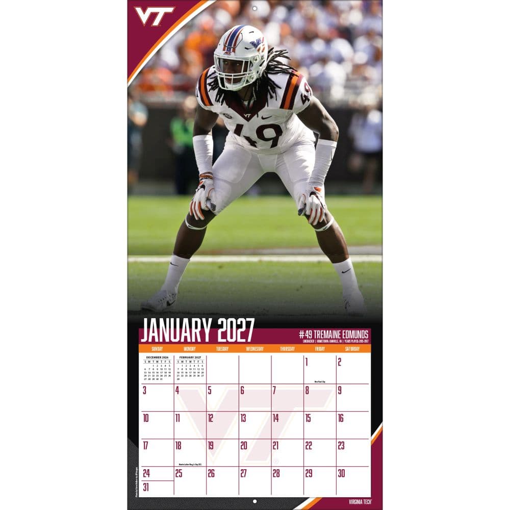 Virginia Tech Hokies 2027 Wall Calendar Third Alternate Image