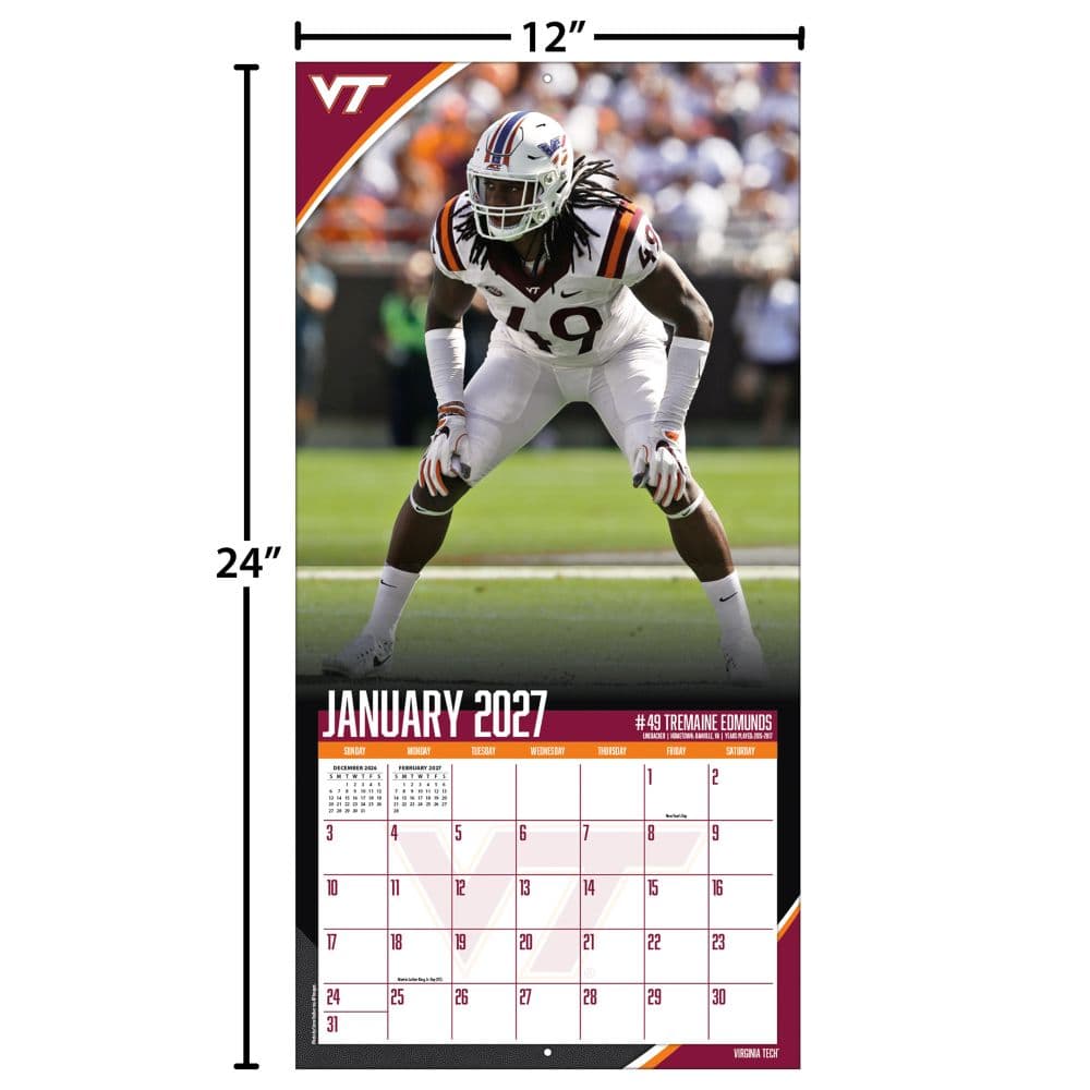 Virginia Tech Hokies 2027 Wall Calendar Fourth Alternate Image