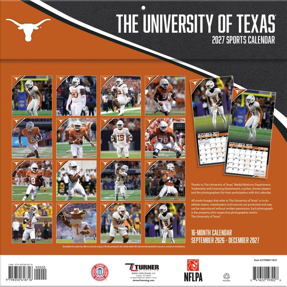 Texas Longhorns 2027 Wall Calendar First Alternate Image