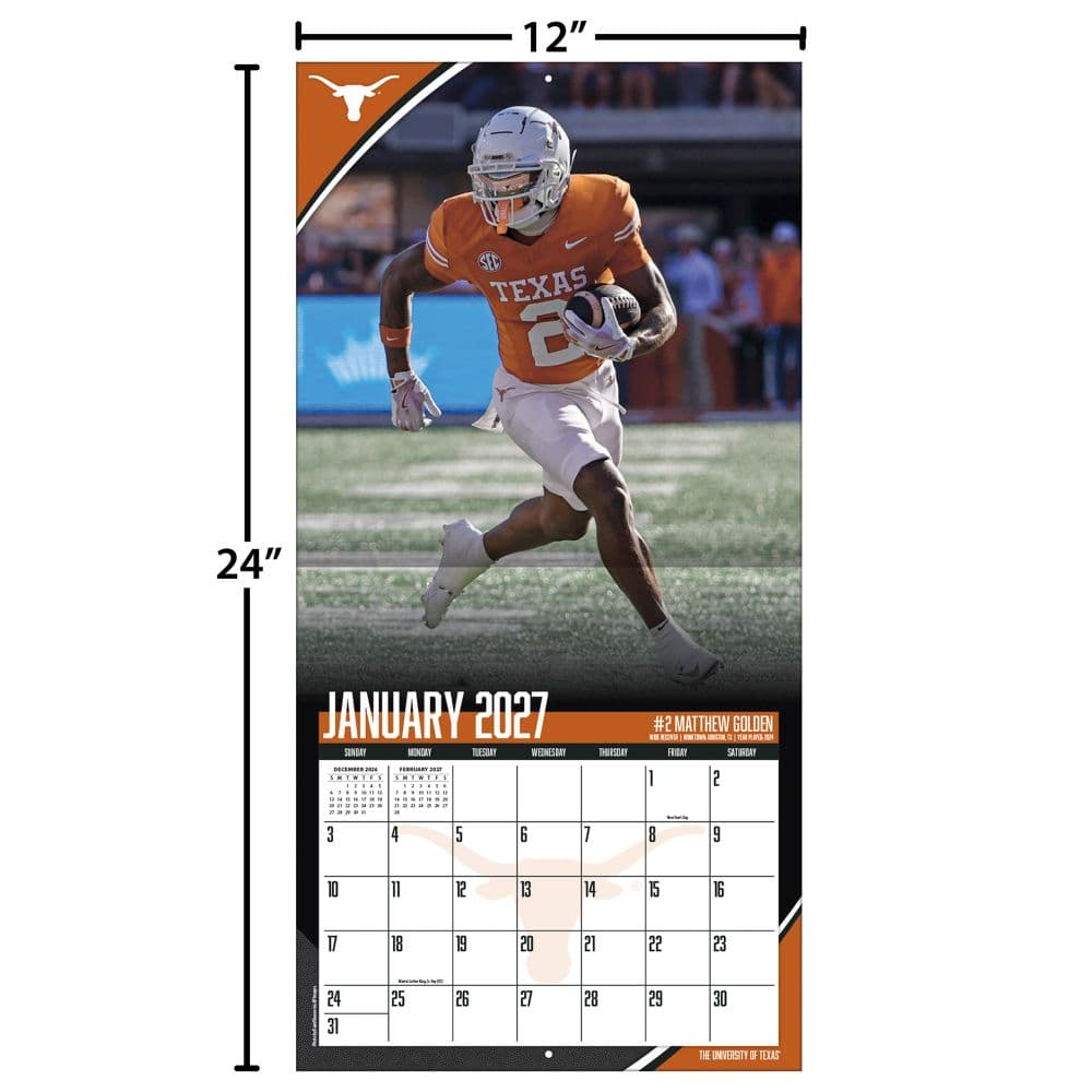 Texas Longhorns 2027 Wall Calendar Fourth Alternate Image