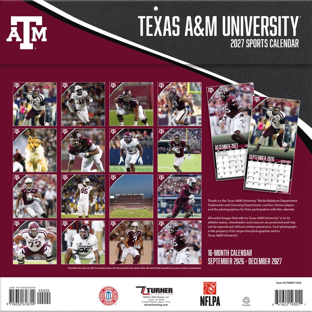 Texas Aggies 2027 Wall Calendar First Alternate Image