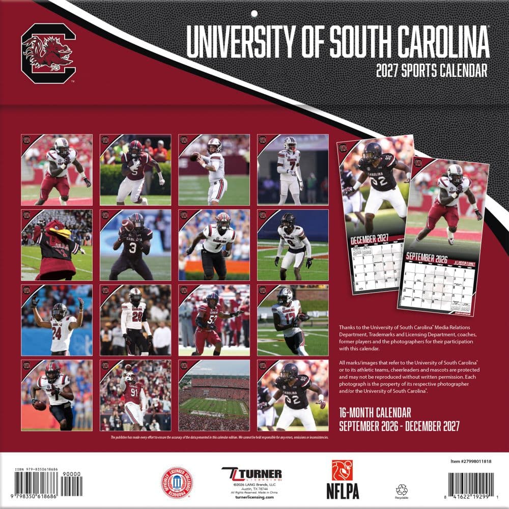 South Carolina Gamecocks 2027 Wall Calendar First Alternate Image
