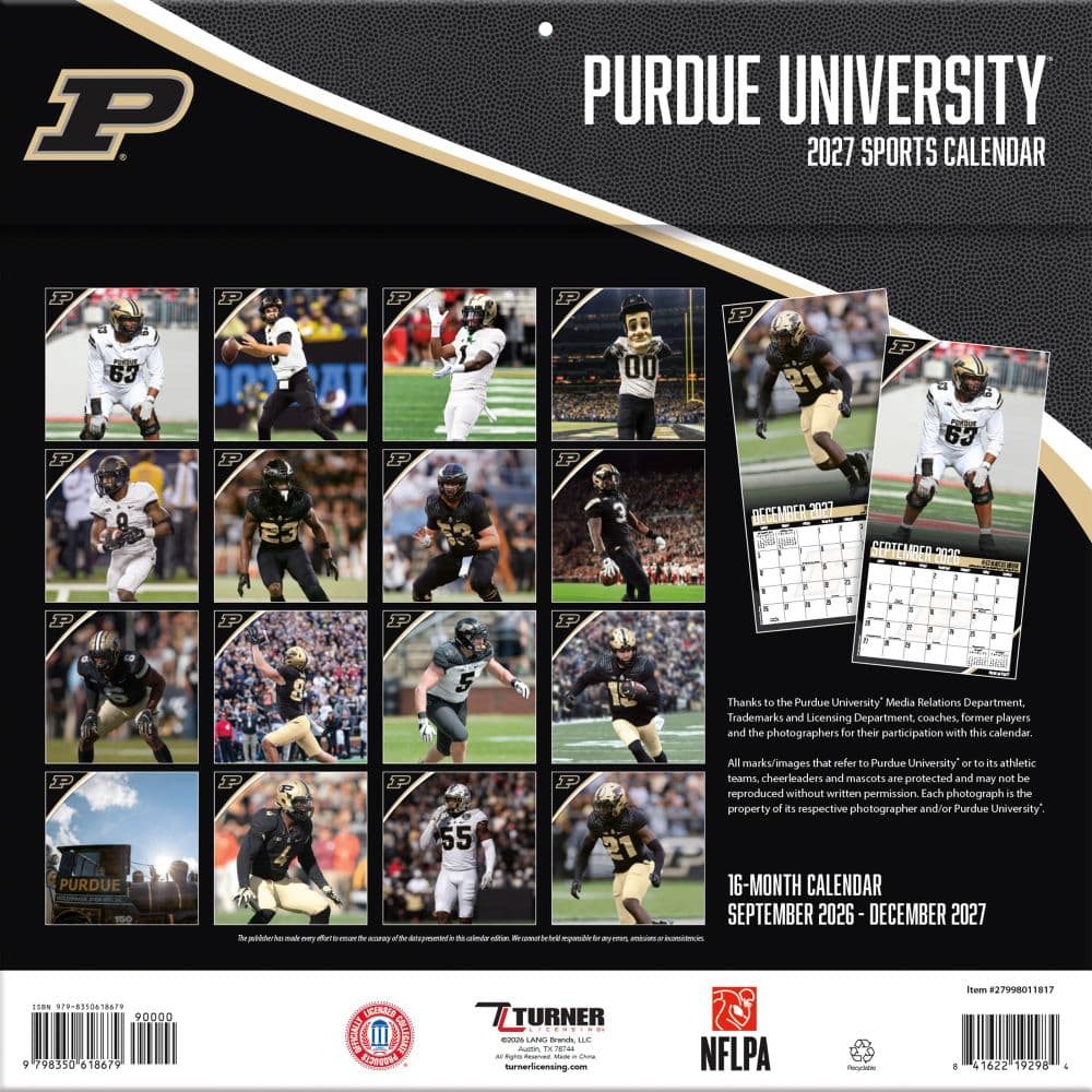Purdue Boilermakers 2027 Wall Calendar First Alternate Image