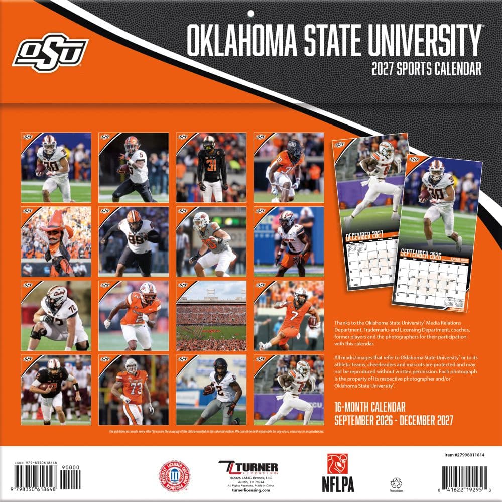 Oklahoma State Cowboys 2027 Wall Calendar First Alternate Image