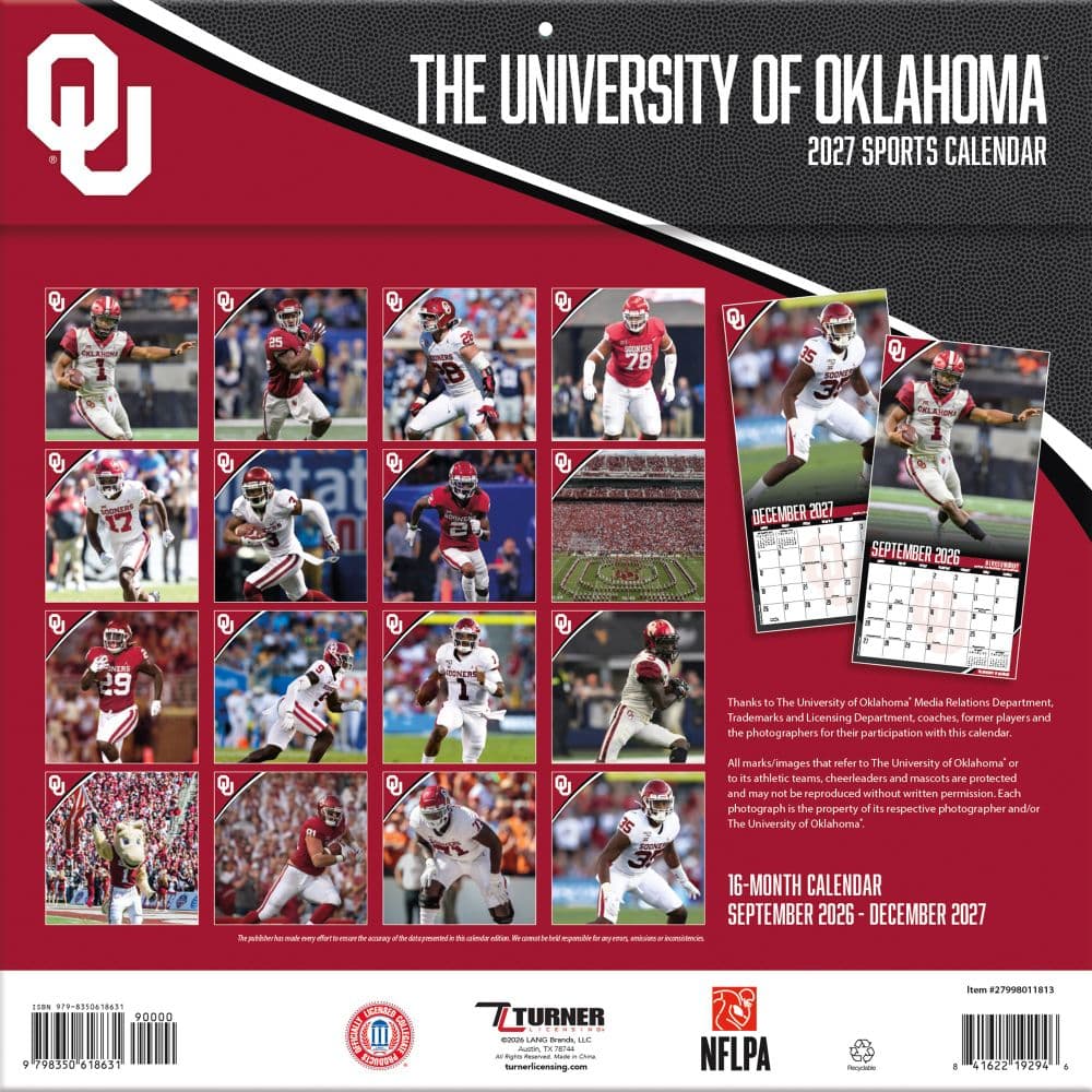 Oklahoma Sooners 2027 Wall Calendar First Alternate Image
