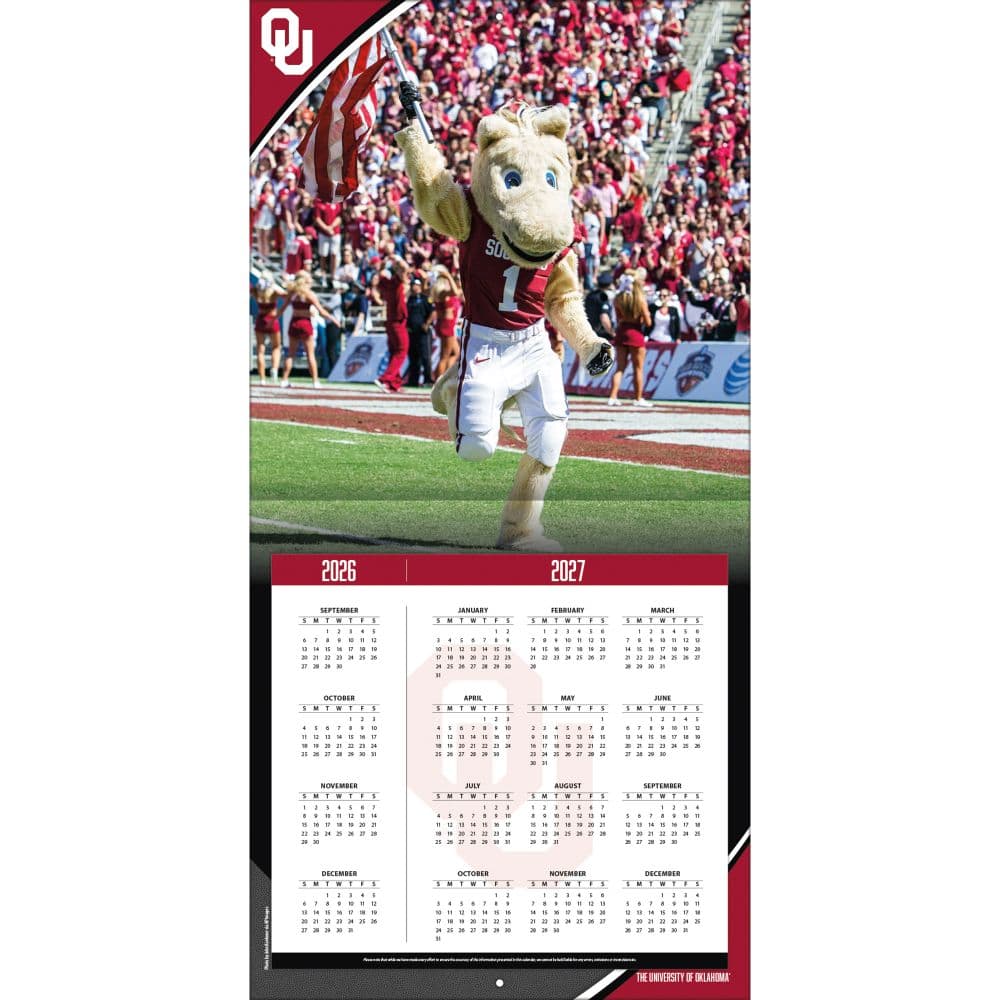 Oklahoma Sooners 2027 Wall Calendar Second Alternate Image