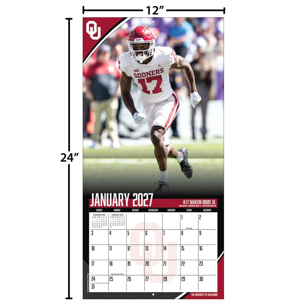 Oklahoma Sooners 2027 Wall Calendar Fourth Alternate Image