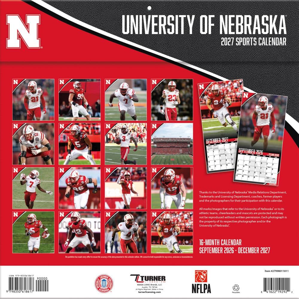 Nebraska Cornhuskers 2027 Wall Calendar First Alternate Image