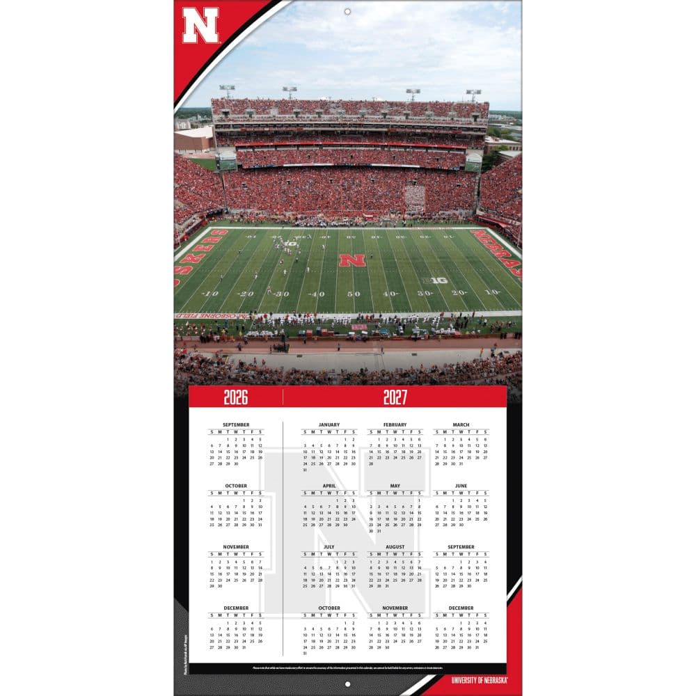 Nebraska Cornhuskers 2027 Wall Calendar Second Alternate Image