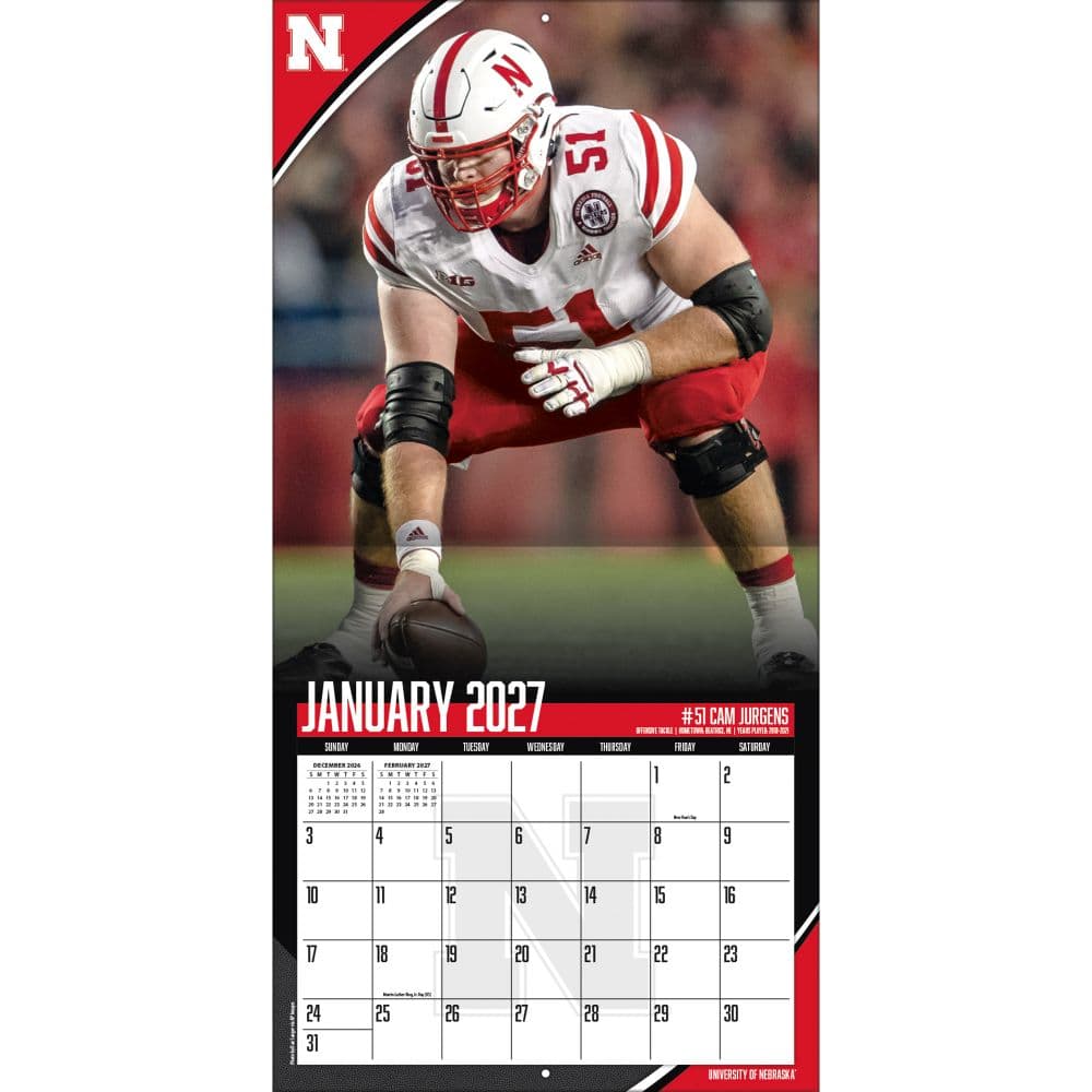 Nebraska Cornhuskers 2027 Wall Calendar Third Alternate Image