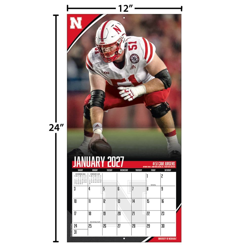 Nebraska Cornhuskers 2027 Wall Calendar Fourth Alternate Image