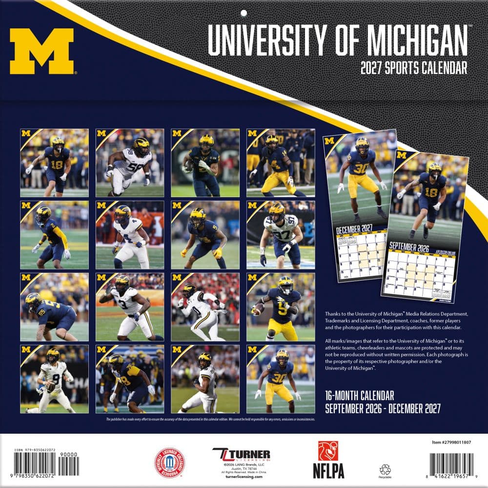 Michigan Wolverines 2027 Wall Calendar First Alternate Image