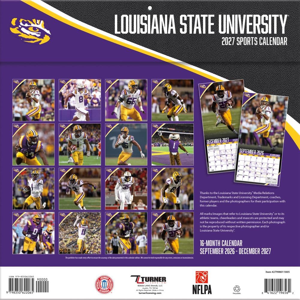 LSU Tigers 2027 Wall Calendar First Alternate Image