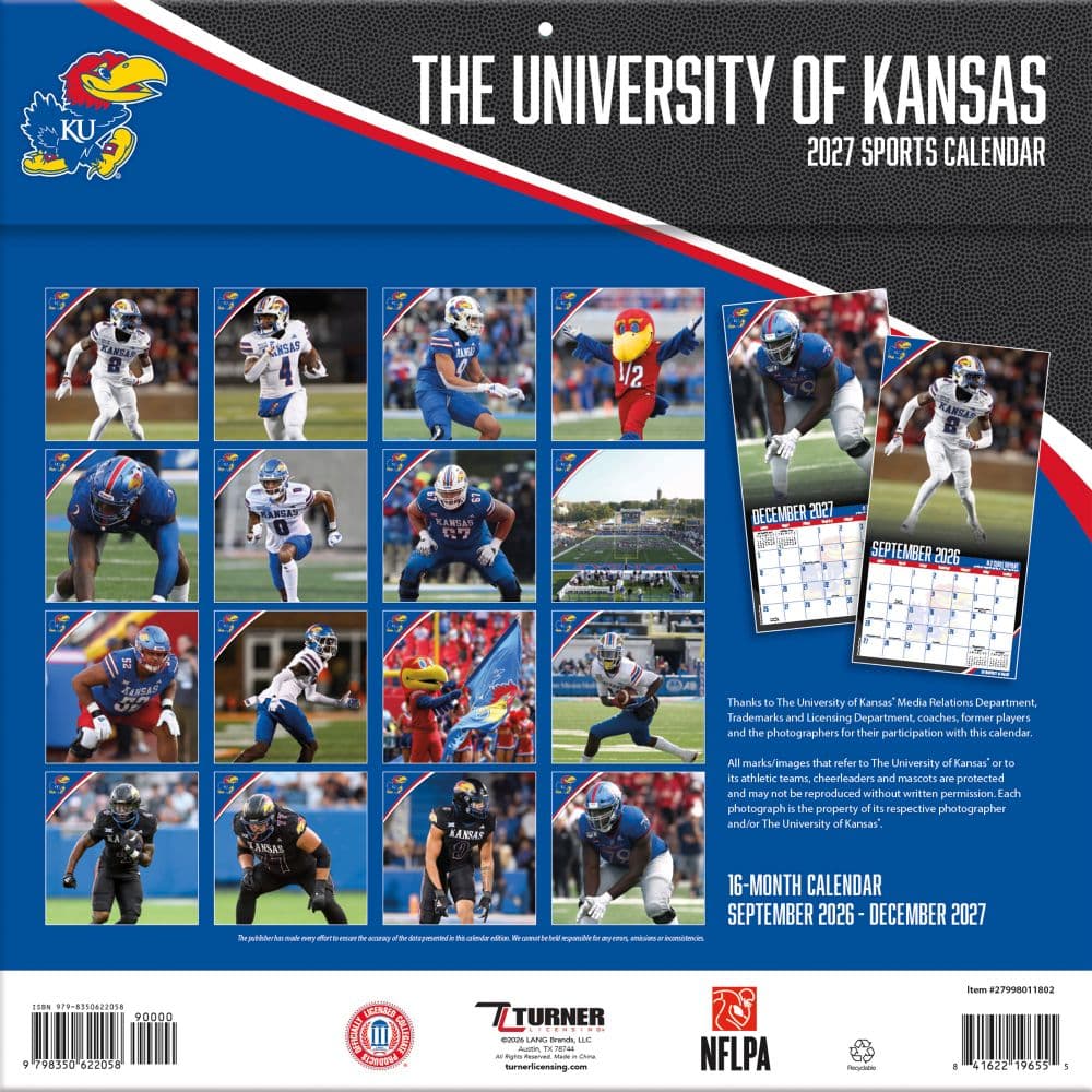 Kansas Jayhawks 2027 Wall Calendar First Alternate Image