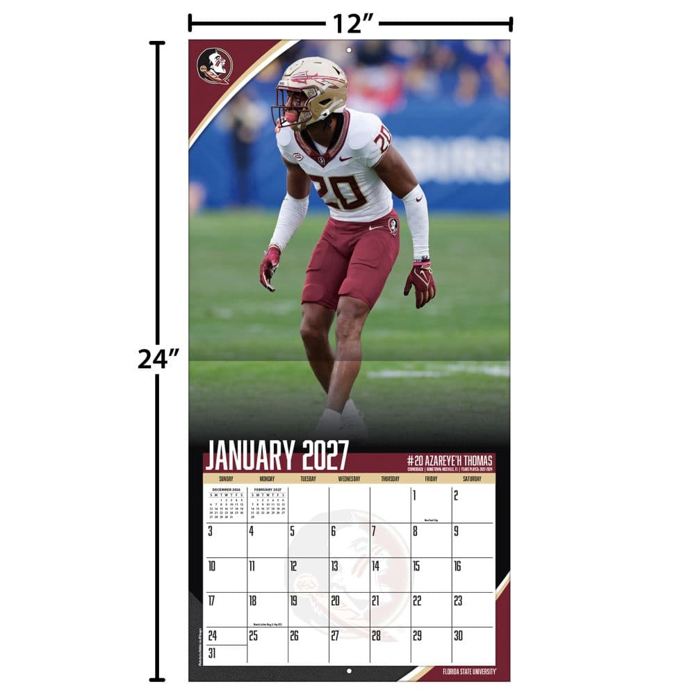 Florida State Seminoles 2027 Wall Calendar Fourth Alternate Image